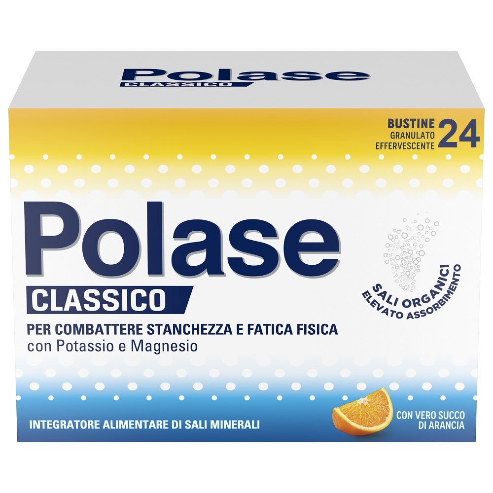 Polase Classico Magnesio E Potassio Integratore Alimentare Sali Minerali Gusto Arancia 24 Bustine