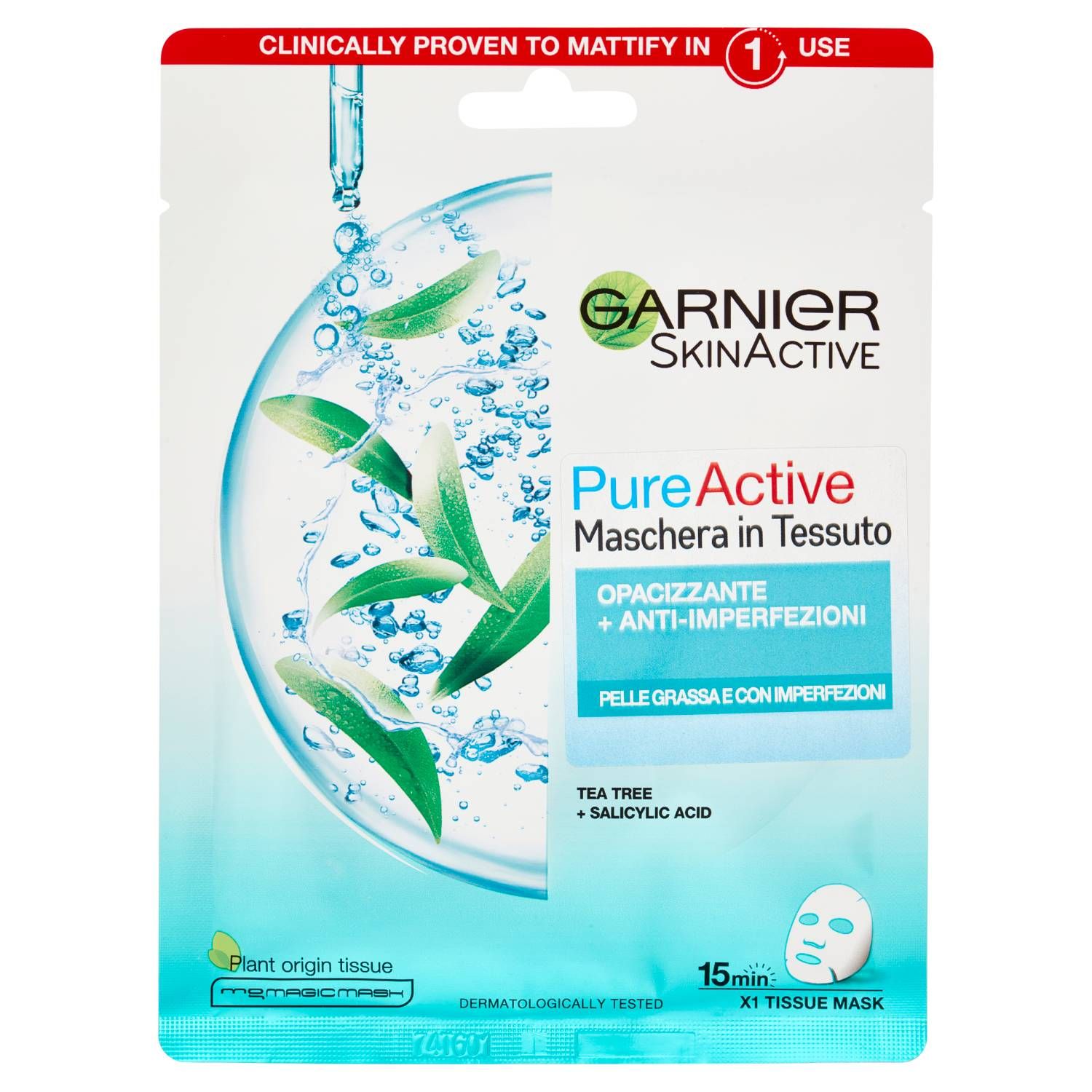 Garnier Pure Active Maschera Tessuto Viso Contro le imperfezioni 23g