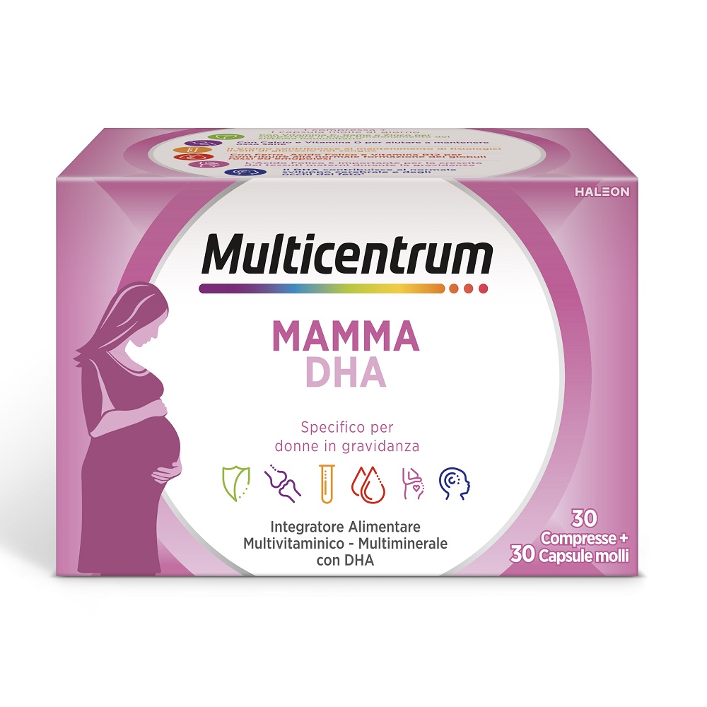 Multicentrum Mamma Dha Integratore multivitamine Gravidanza D3 Acido Folico 30 Compresse +30 Capsule