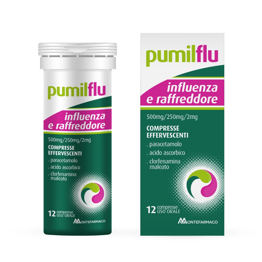 image - 049484013 - PUMILFLU INFLUENZA E RAFFREDDORE*12 cpr eff 500 mg + 2 mg + 250 mg - 4839806_1.jpg