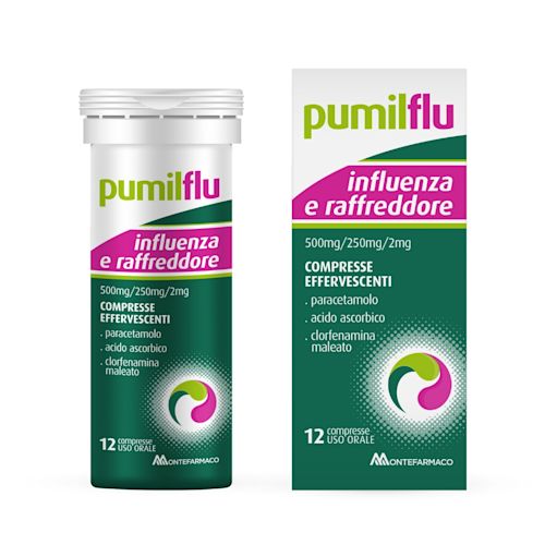 image - 049484013 - PUMILFLU INFLUENZA E RAFFREDDORE*12 cpr eff 500 mg + 2 mg + 250 mg - 4839806_1.jpg