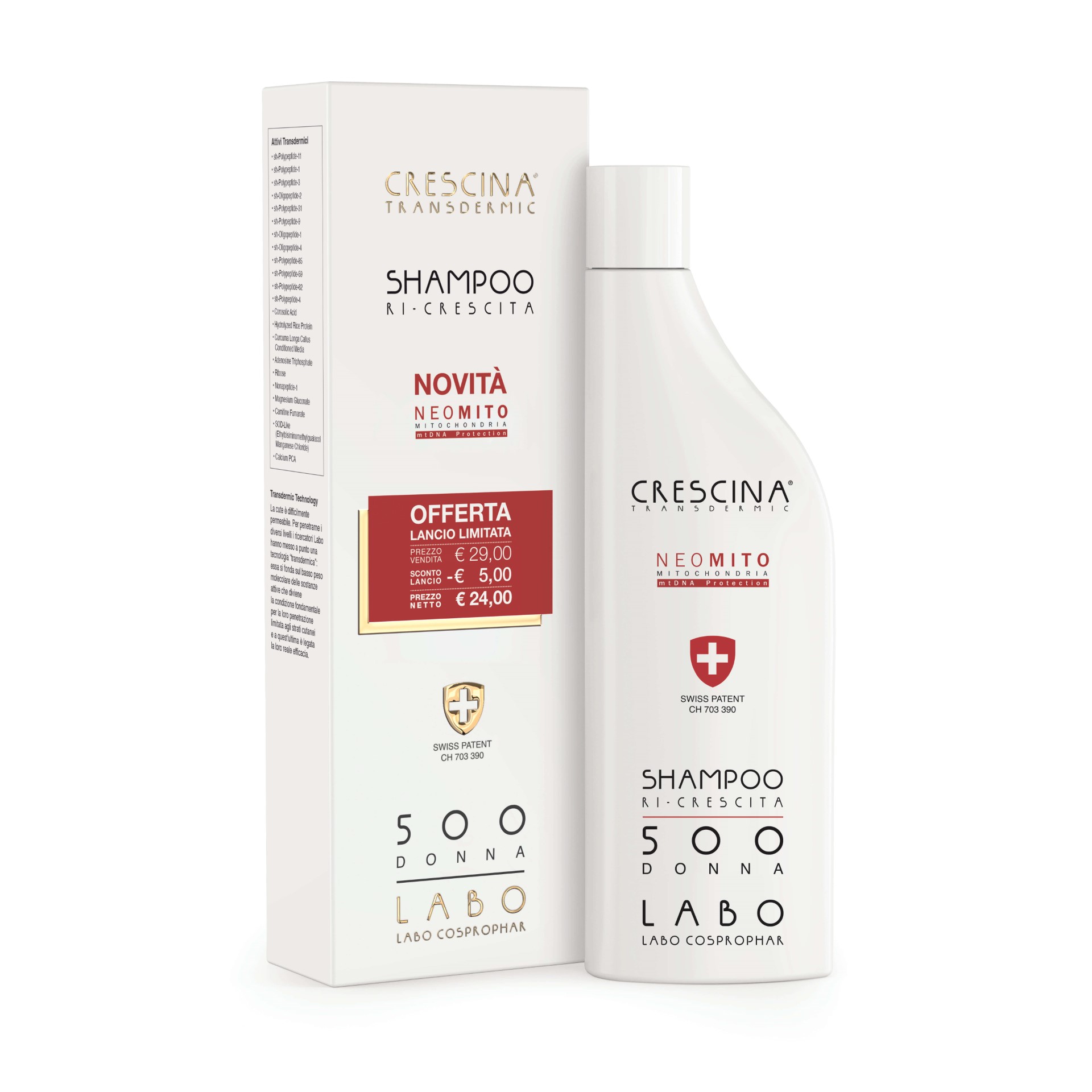 Crescina Shampoo Ri-crescita Neo-mito 500 Donna 150ml