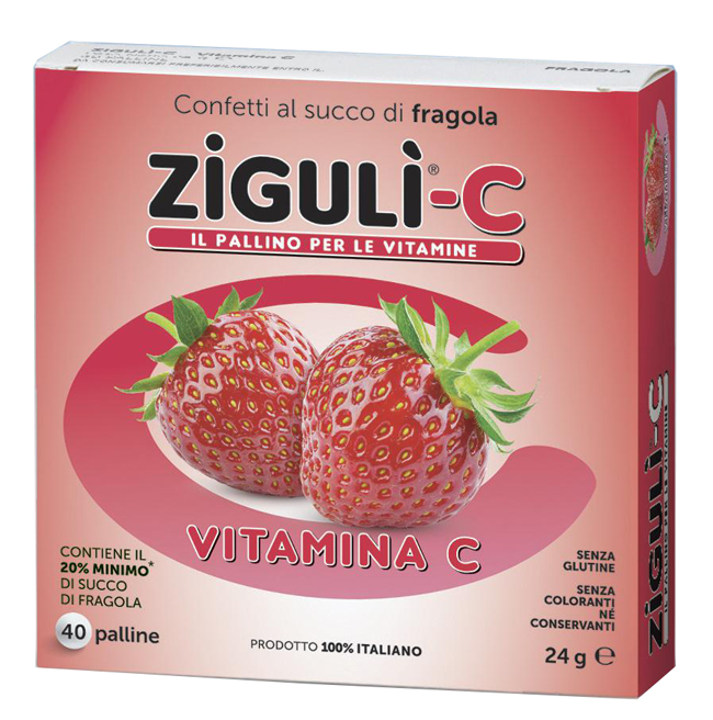 Ziguli C Gusto fragola Integratore a base di Vitamina C 40 Palline