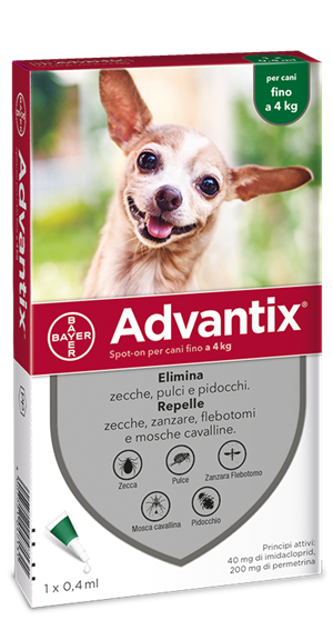 Advantix Spot On Soluzione 1 Pipetta 0,4ml 40mg + 200mg Cani Fino A 4 Kg