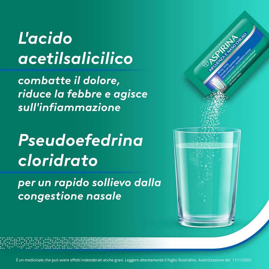 046967028 - Aspirina Influenza e Naso Chiuso 500mg Acido Acetilsalicilico 30mg Pseudoefedrina 20 Buste - 7895119_3.jpg