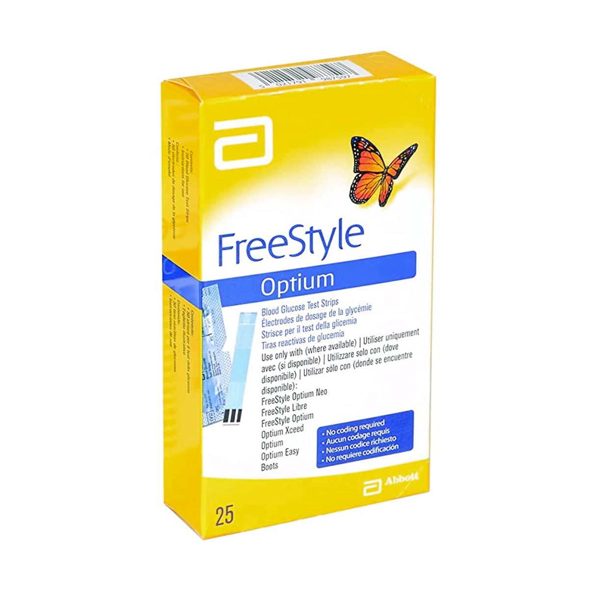 Freestyle Optium Strisce Reattive Glicemia 25 Pezzi