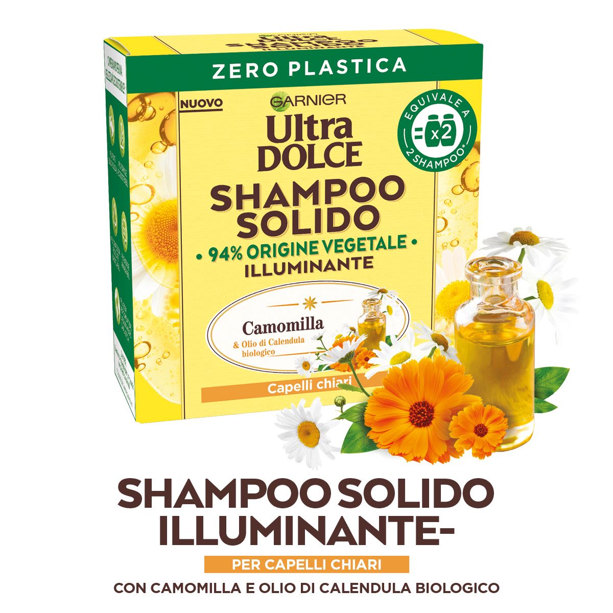 image - 981289325 - Garnier Ultra dolce Shampoo Solido Camomilla Miele Illuminante capelli chiari 60gr - 4737363_2.jpg
