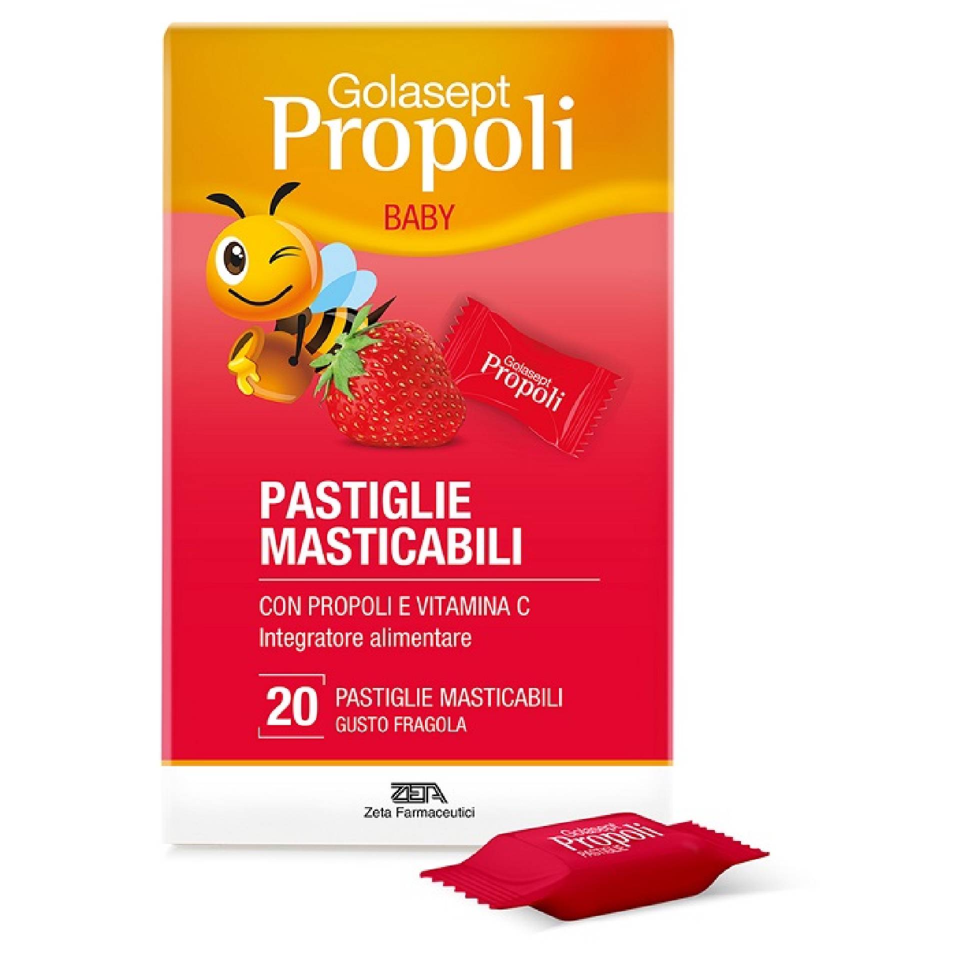 Golasept Propoli Baby Gusto fragola Integratore Propoli 20 Pastiglie Masticabili