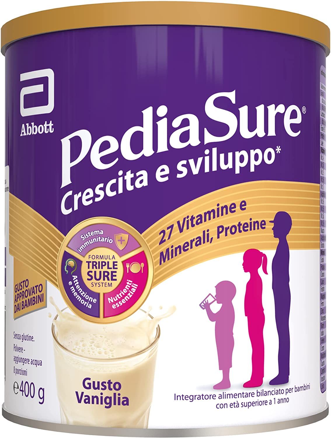 Pediasure Crescita E Sviluppo Integratore Per Bambini multivitamine Con 27 Vitamine E Minerali Vaniglia 400g