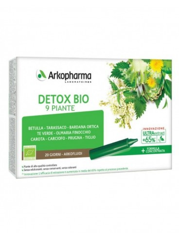 Arkopharma Arkofluidi Detox Bio Integratore 9 Piante 20 Flaconcini