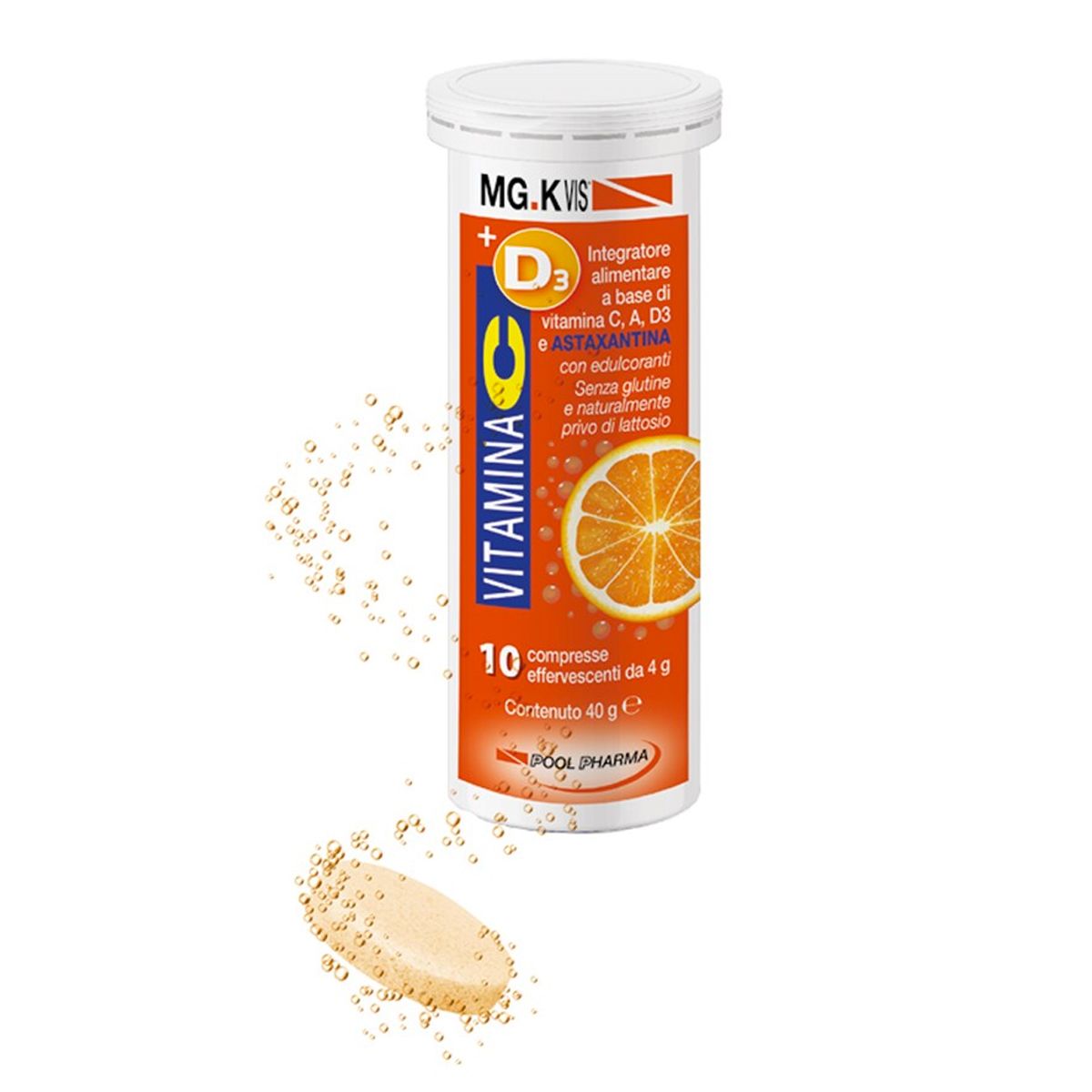 Mgk Vis Vitamine C, D3, A E Astaxantina Integratore Immunostimolante 10 Compresse Effervescenti