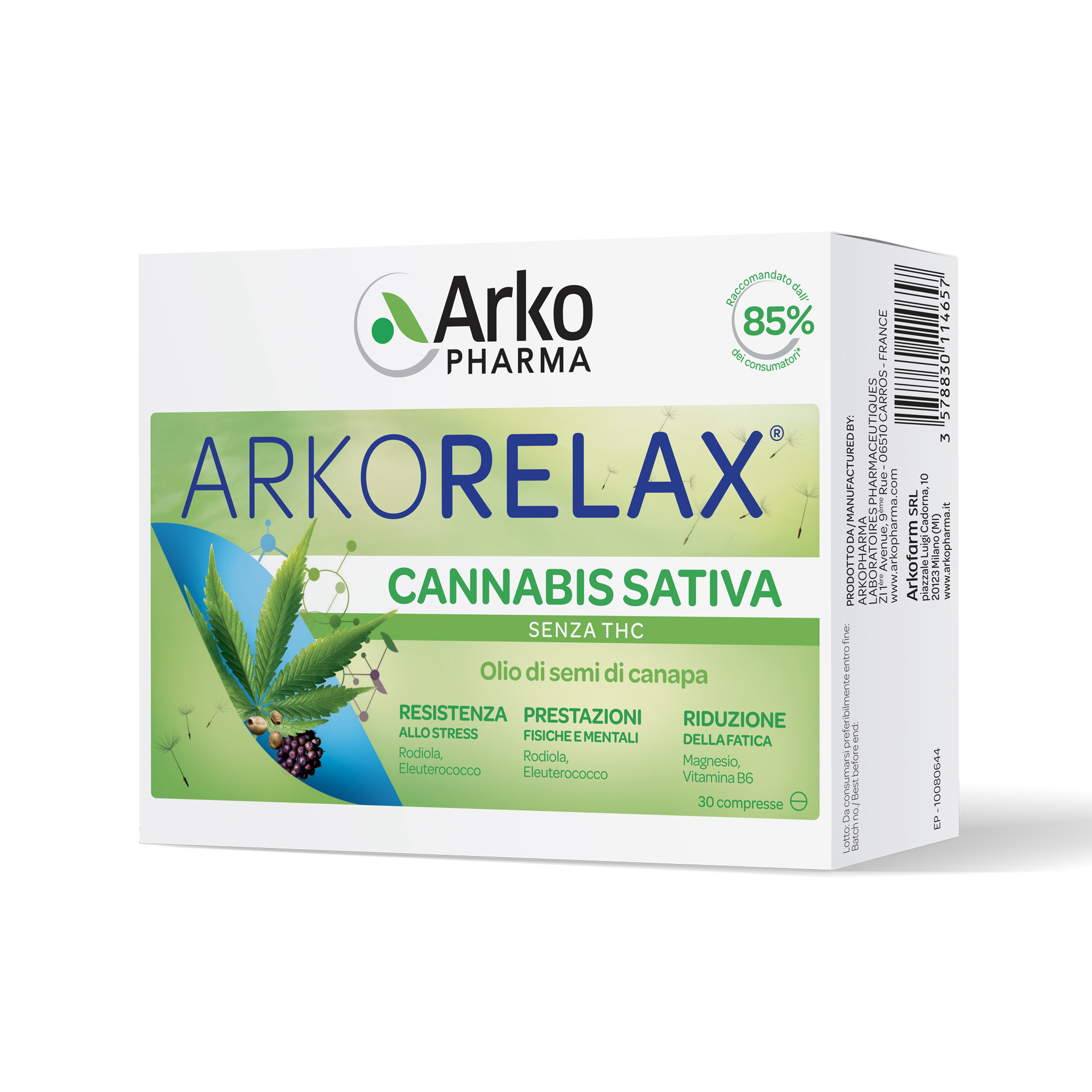 Arkopharma Arkorelax Cannabis Sativa Integratore Contro Stress 30 Compresse