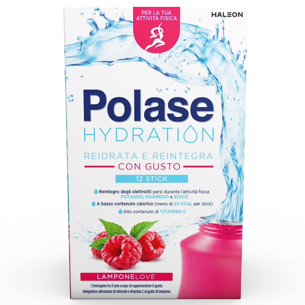 Polase Hydration Integratore Magnesio E Potassio Sali Minerali Vitamina C Gusto Lampone 12 Stick