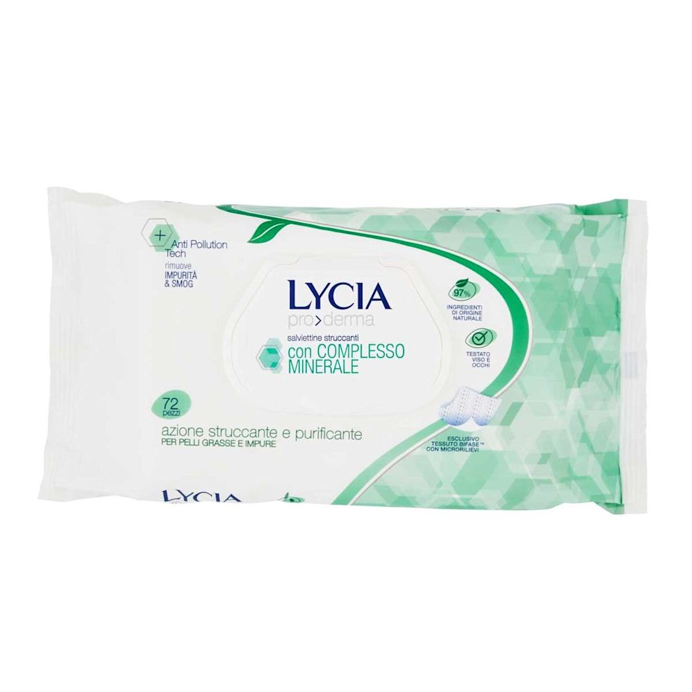 977253881 - Lycia Salviettine Struccanti con Complesso Minerale per pelli grasse 72 pezzi - 4733936_1.jpg