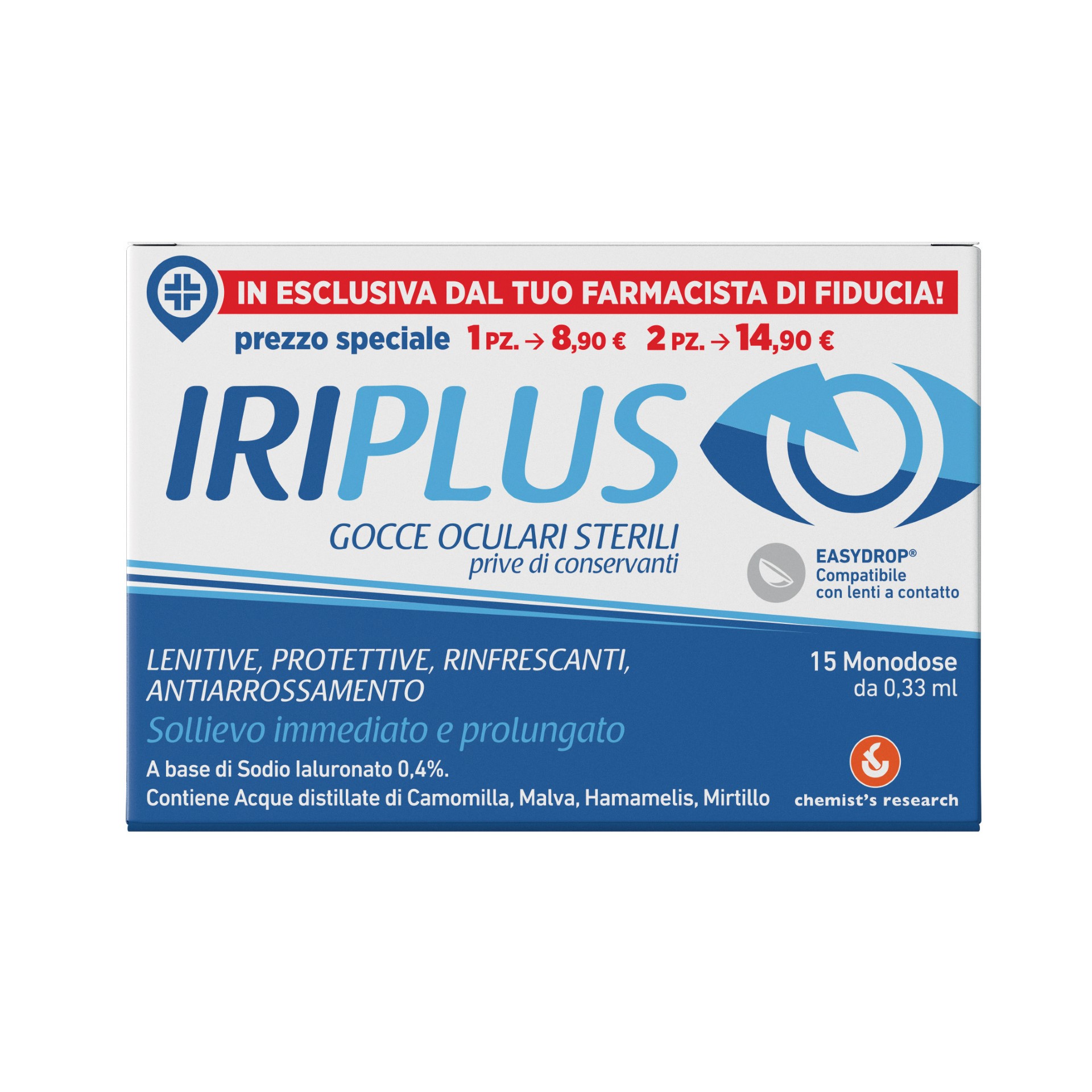 Iriplus Easydrop Collirio Gocce occhi Sterili Monodose 15 Flaconcini