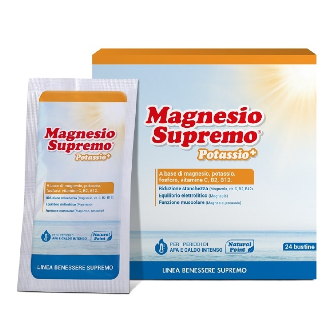 Natural Point Magnesio Supremo Potassio+ Integratore Riequilibrante Salino 24 Bustine
