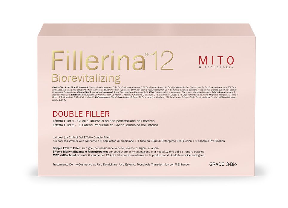 Fillerina 12 Mito Biorevitalizing Double Filler Grado 3 Bio Trattamento Intensivo Detergente + Gel + Velo Nutriente