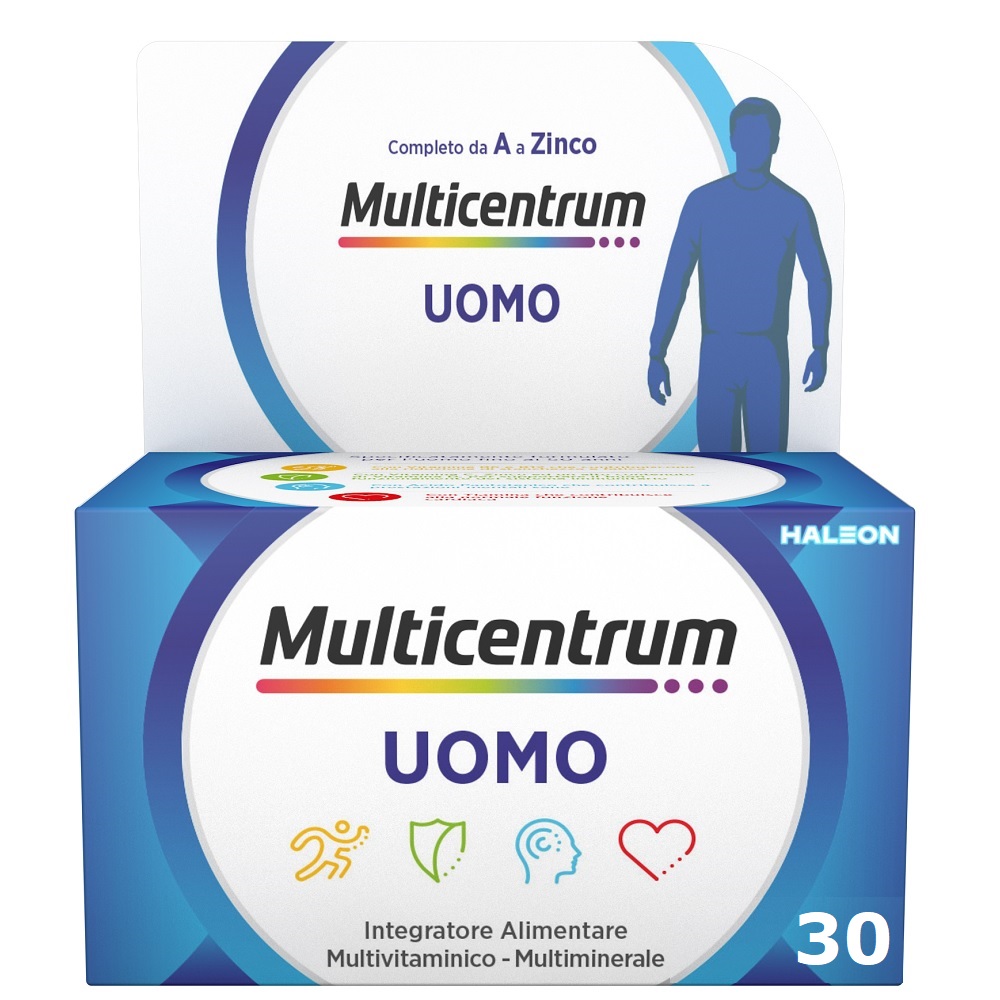 Multicentrum Uomo Integratore multivitamine Vitamina B D3 A Calcio Magnesio 30 Compresse