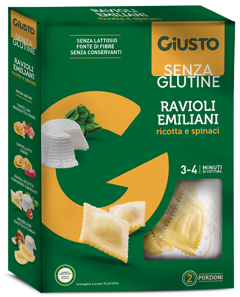 Giusto Ravioli Emiliani Ricotta E Spinaci Senza Glutine 250g