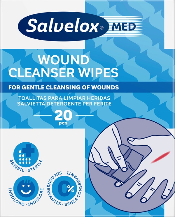 Salvelox Mex Salviette Detergenti Per Ferite Wound Cleanser Wipes 20 Pezzi