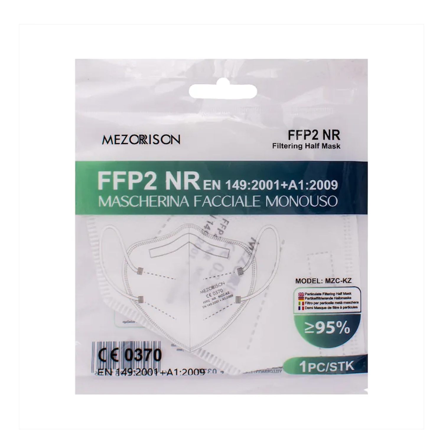 image - 987666791 - Mascherina facciale monouso FFP2 NR, progettata per proteggere le vie respiratorie da polveri e aerosol, con confezione da 20 pezzi. - 4860338_2.jpg