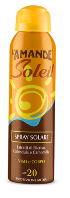 L'amande Soleil spray protezione solare Viso Corpo SPF 20 150ml