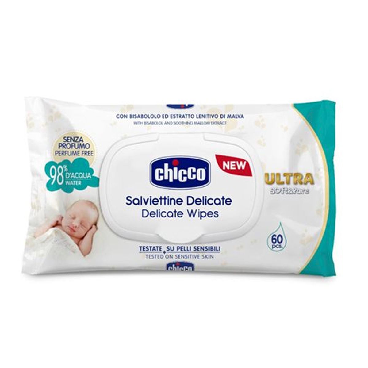 Chicco Cosmetico Salviette Senza Profumo 60 Pezzi