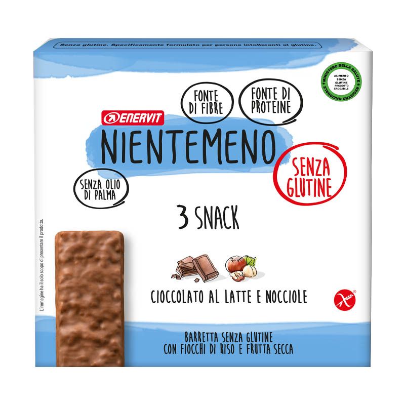 Enervit Nientemeno Snack Barretta energetica Cioccolato Al Latte E Nocciole 3x21g