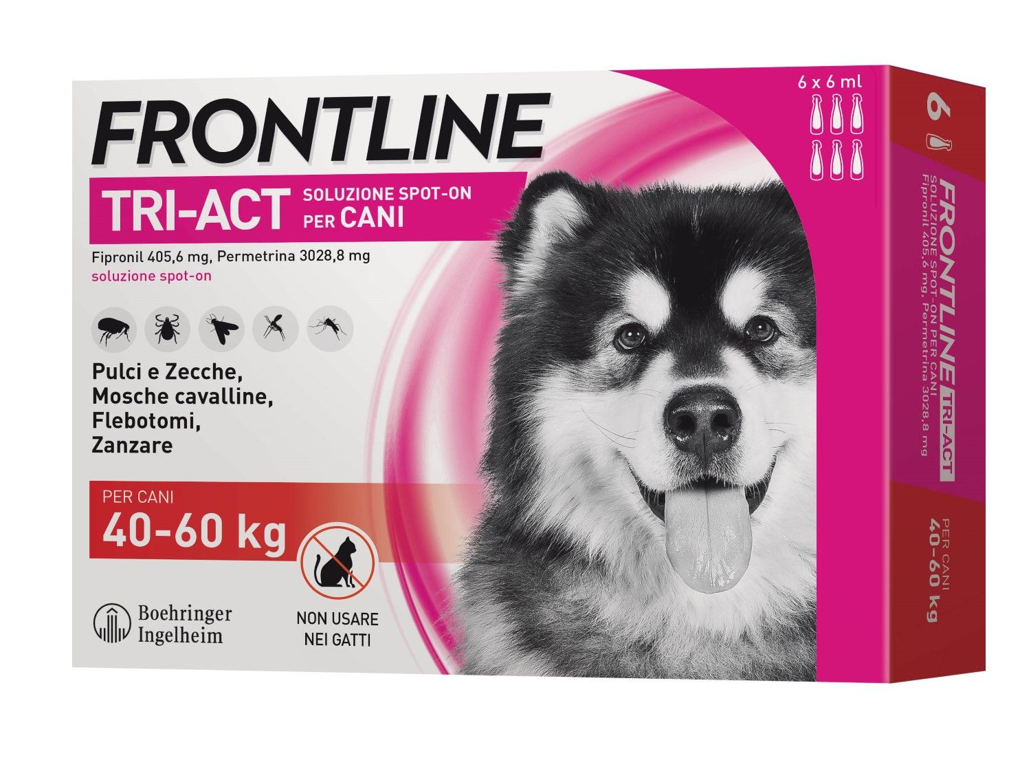 Frontline Tri-act Spot On Soluzione Cani 40-60kg 6 Pipette 0,5ml 33,38mg+252,4mg