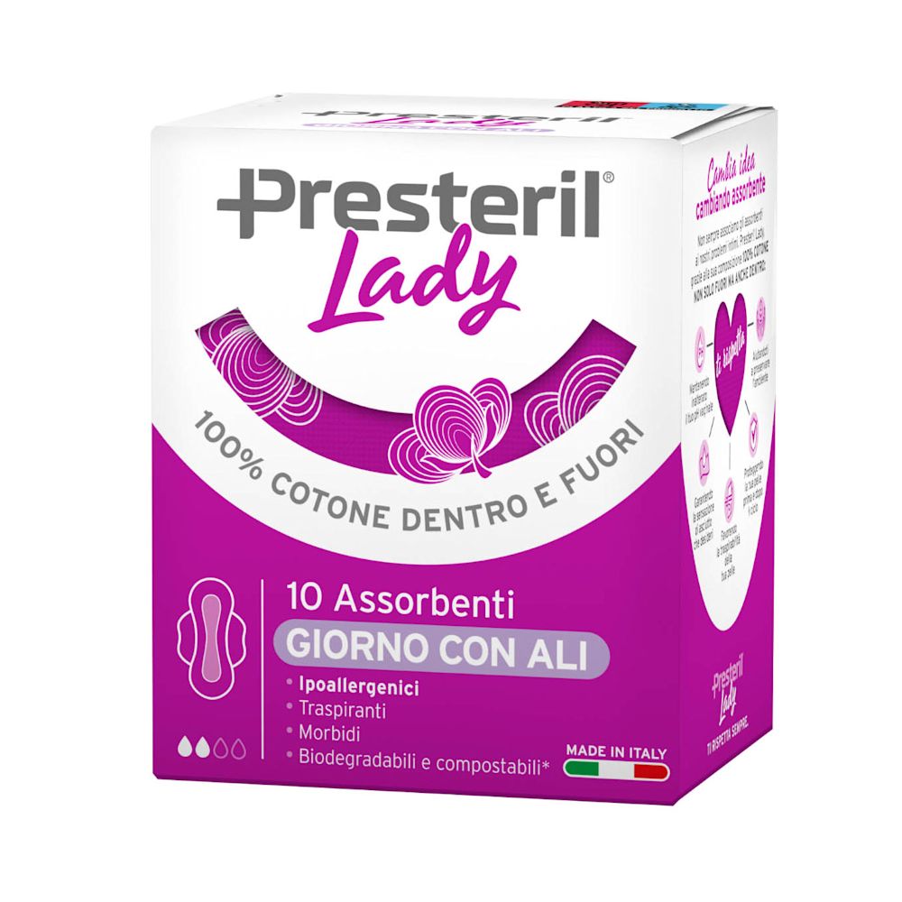 983674437 - LADY PRESTERIL ASSORBENTI GIORNO CON ALI RIPIEGATI BIODEGRADABILI 10 PEZZI - 4709316_1.jpg