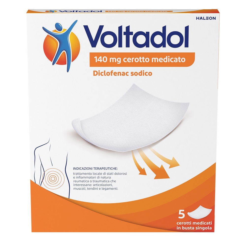 Voltadol Anti-infiammatorio 140mg Diclofenac Dolori Muscolari Mal Di Schiena 5 Cerotti Medicati