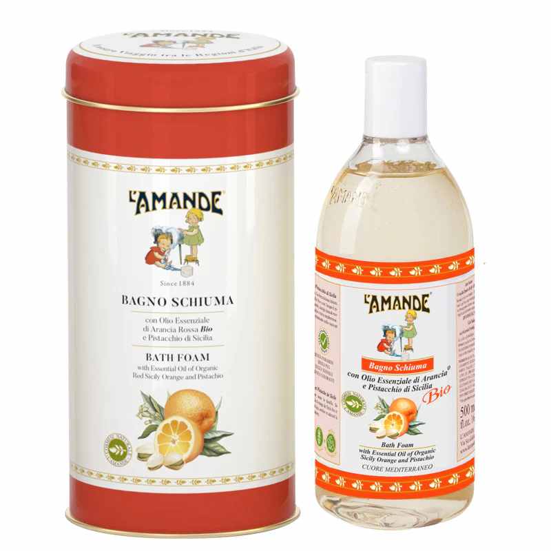 L'amande Bagno Schiuma In Boite Regalo Gusto Arancia Rossa E Pistacchio Di Sicilia 500ml