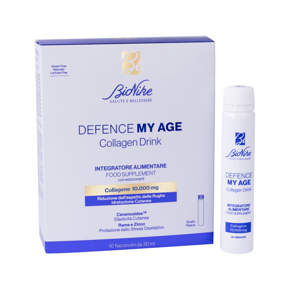 image - 950951689 - DEFENCE MY AGE COLLAGENE DRINK 10 FLACONCINI DA 30 ML GUSTO PESCA SENZA GLUTINE NATURALMENTE PRIVO DI LATTOSIO CON EDULCORANTE - 4832959_1.jpg