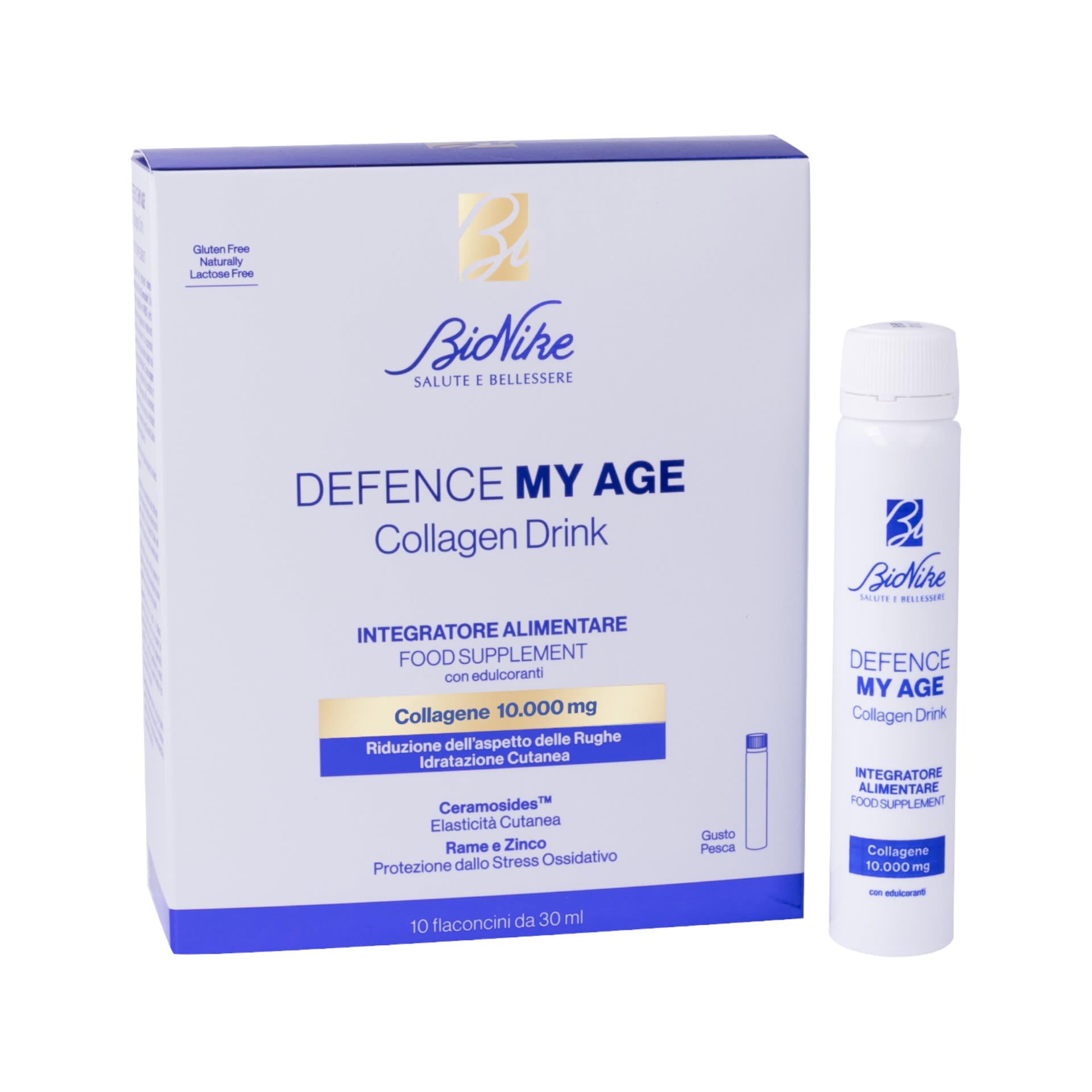 image - 950951689 - DEFENCE MY AGE COLLAGENE DRINK 10 FLACONCINI DA 30 ML GUSTO PESCA SENZA GLUTINE NATURALMENTE PRIVO DI LATTOSIO CON EDULCORANTE - 4832959_1.jpg