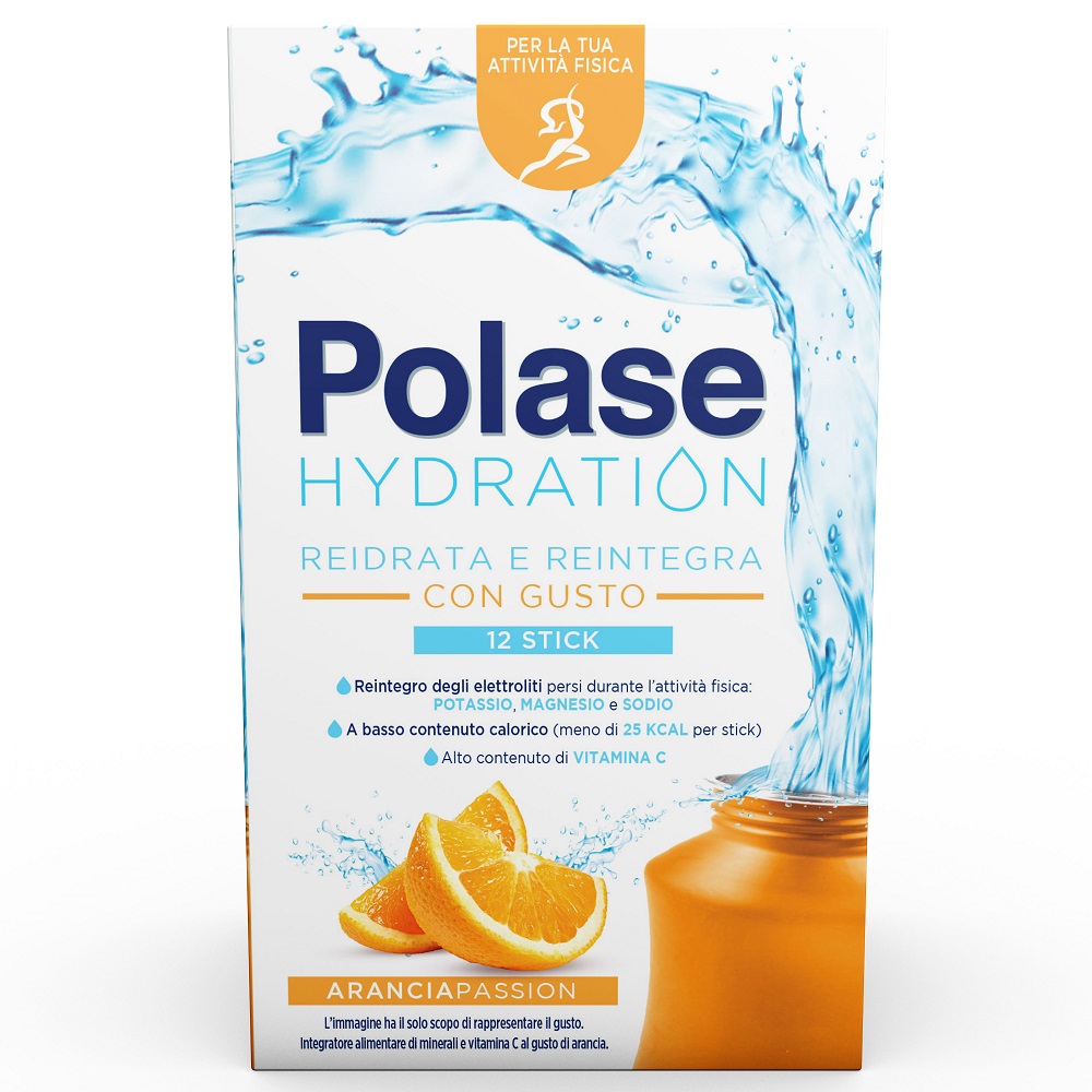 Polase Hydration Integratore Magnesio E Potassio Sali Minerali Vitamina C Gusto Arancia 12 Stick