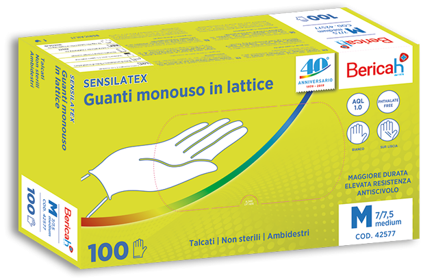 Sensilatex Guanti Mono utilizzo Lattice Talcati Taglia M 100 Pezzi