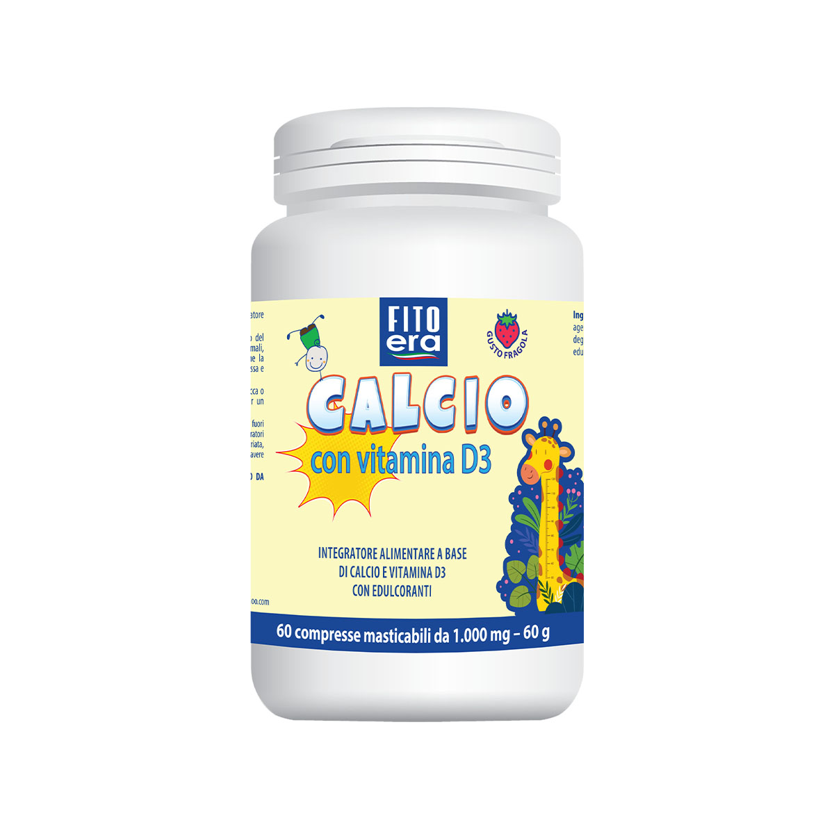 Fitoera Calcio Vitamina D3 Gusto fragola 60 Compresse