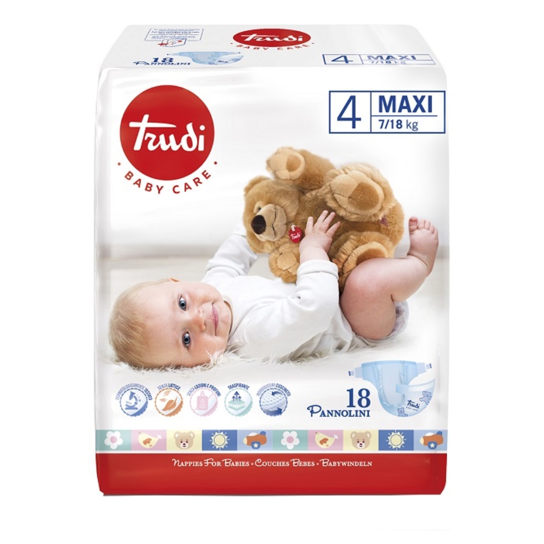 Trudi Baby Care Pannolino Bambini Maxi 7-18 Kg 18 Pezzi