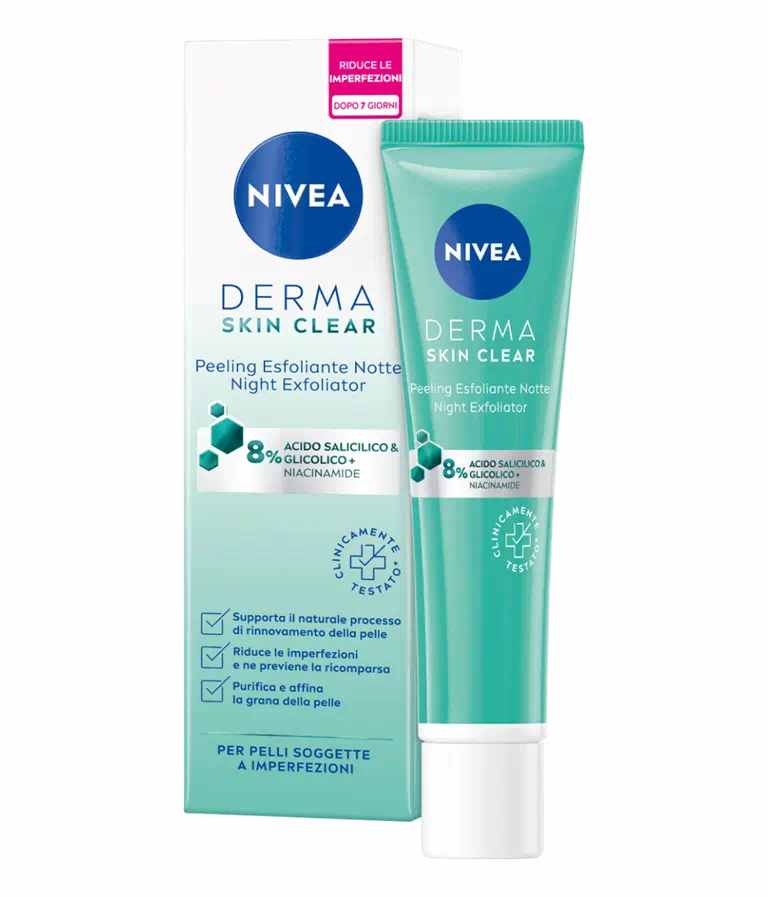 Nivea Derma Skin Clear Peeling Esfoliante Notte Viso Contro le imperfezioni E Cura Della Pelle 40ml