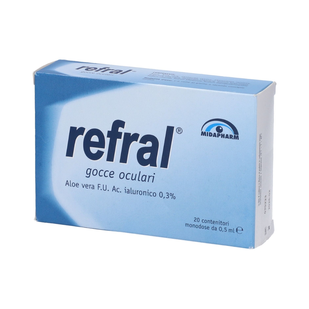 image - 925394431 - Refral Monodose Gocce Oculari, soluzione isotonica in 20 contenitori monodose da 0,5ml, indicata per idratare e lenire gli occhi secchi. - 7881640_1.jpg