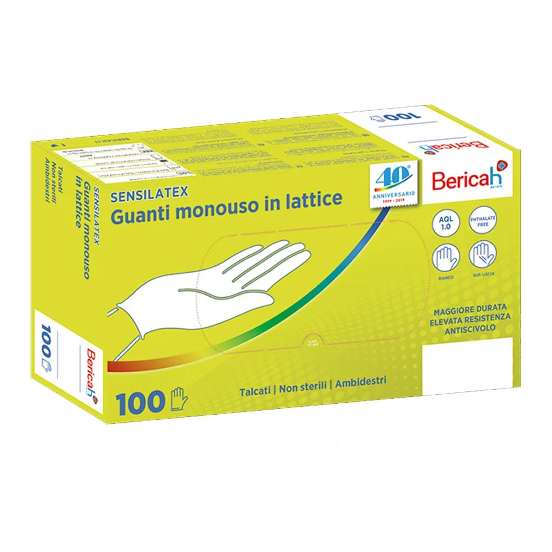 939888121 - GUANTO MONOUSO SENSILATEX IN LATTICE TALCATO AQL 1,0 TAGLIA L 100 PEZZI - 4724799_1.jpg