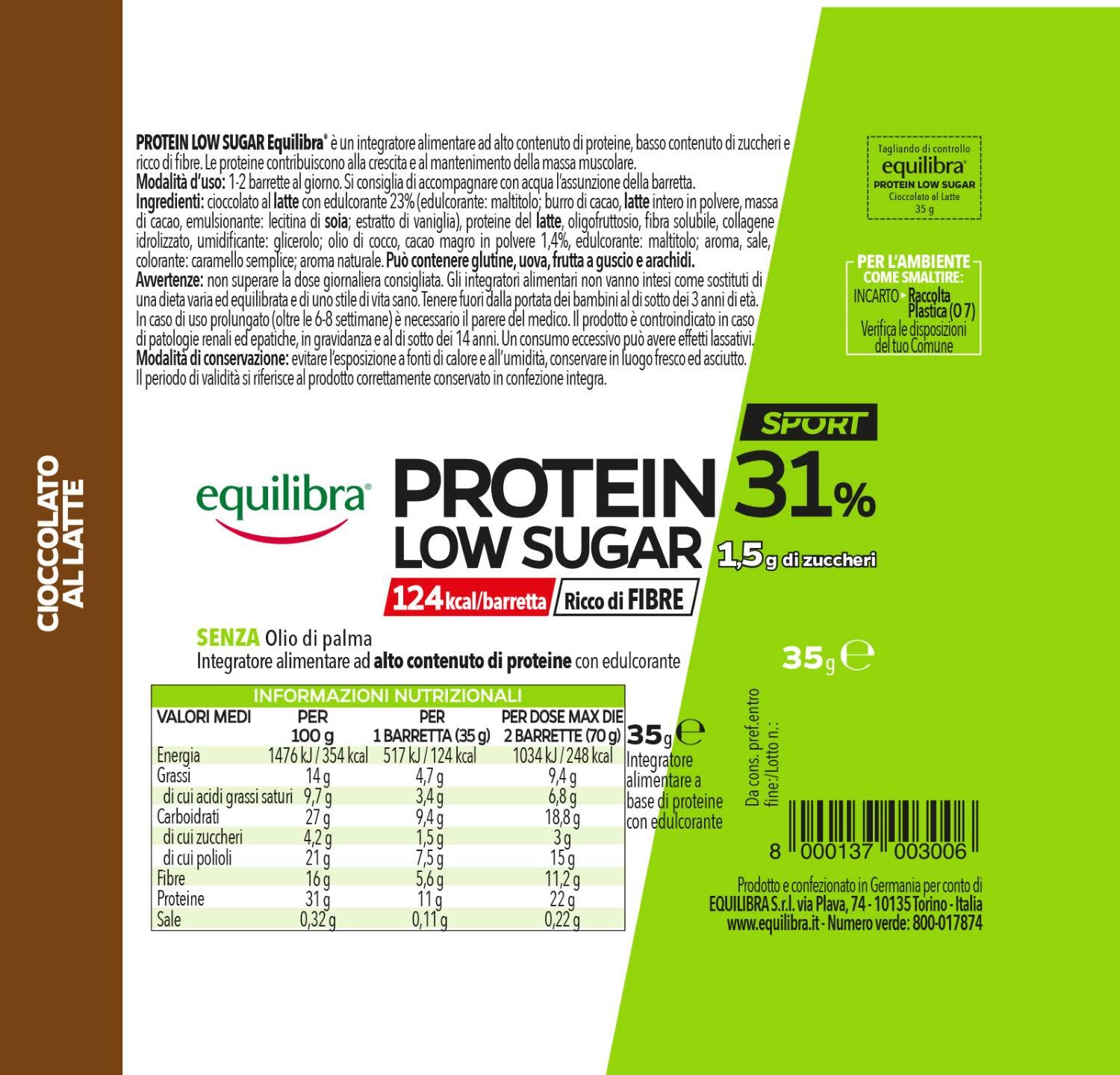 image - 975922372 - Equilibra Protein 31% Low Sugar Cioccolato al Latte 35g - 4732948_3.jpg