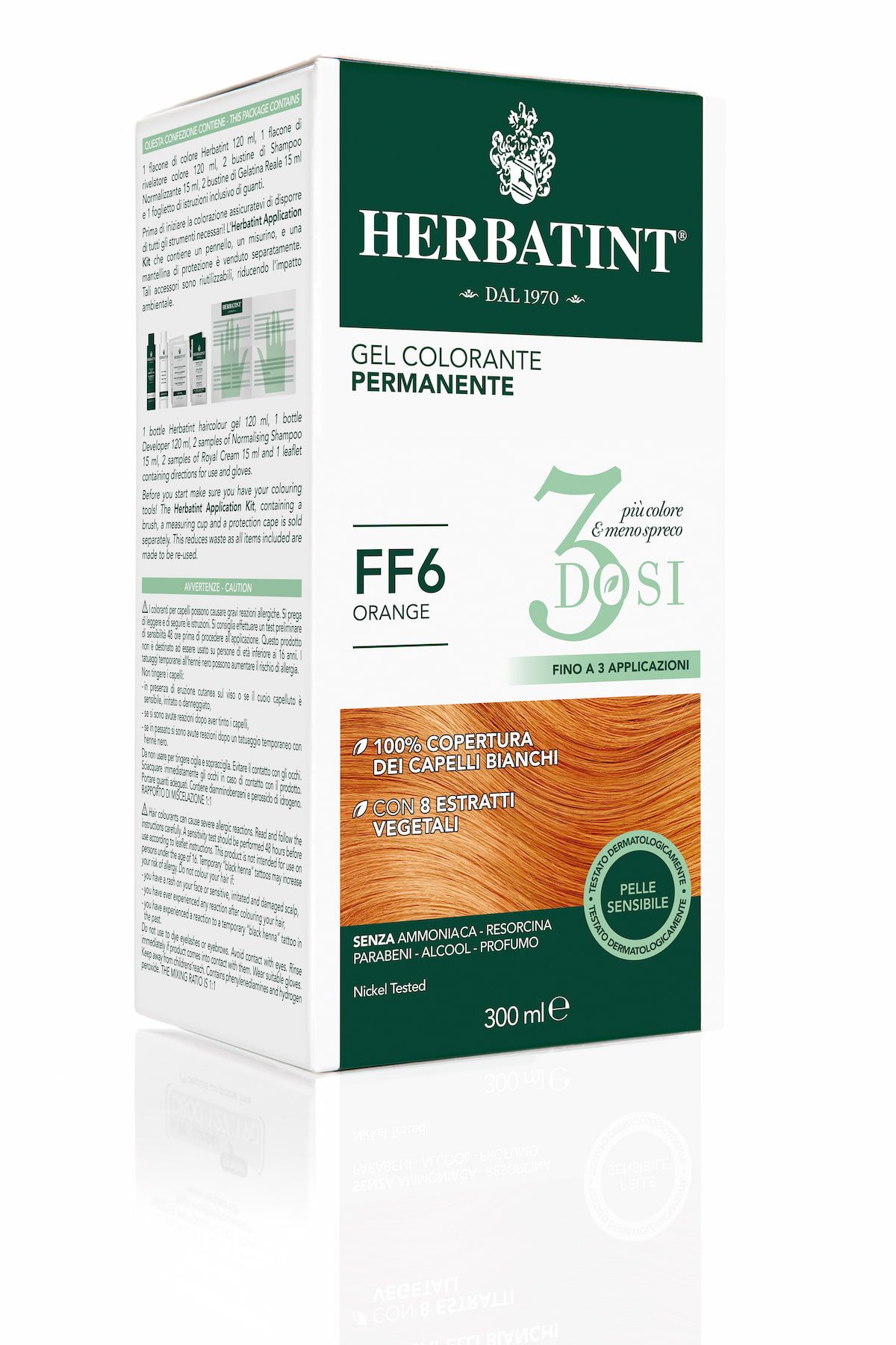 Herbatint Gel Colorante Permanente 3 Dosi Ff6 Orange 300ml