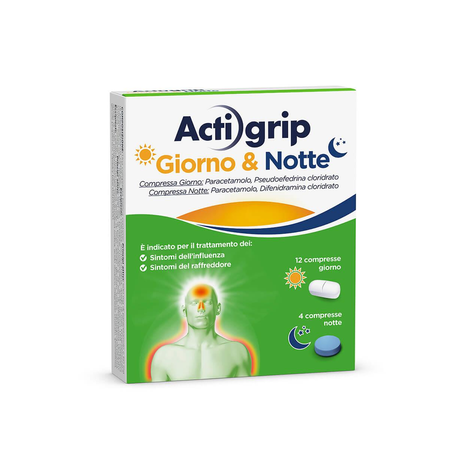 Actigrip Giorno E Notte Compresse Per Raffreddore Febbre E Influenza 16 Compresse