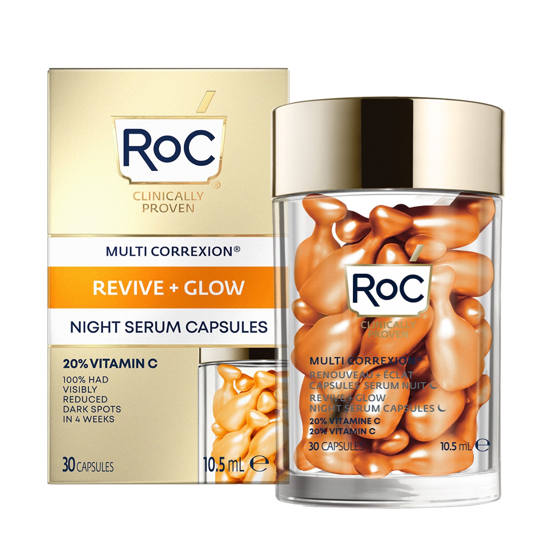 Roc Multi Correxion Revive + Glow Siero Notte anti-macchie 30 Capsule