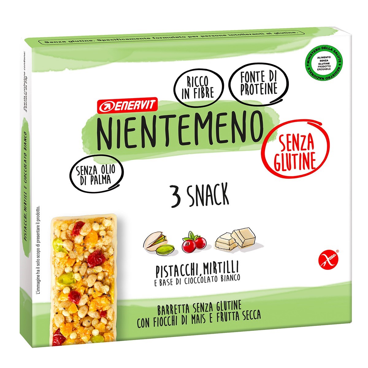 Enervit Nientemeno Snack Barretta energetica Pistacchi E Mirtilli 3x23g