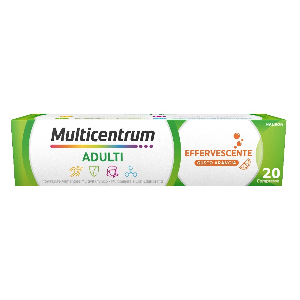 Multicentrum per Adulti Effervescente Integratore multivitamine Vitamina B C D3 Ferro 20 Compresse