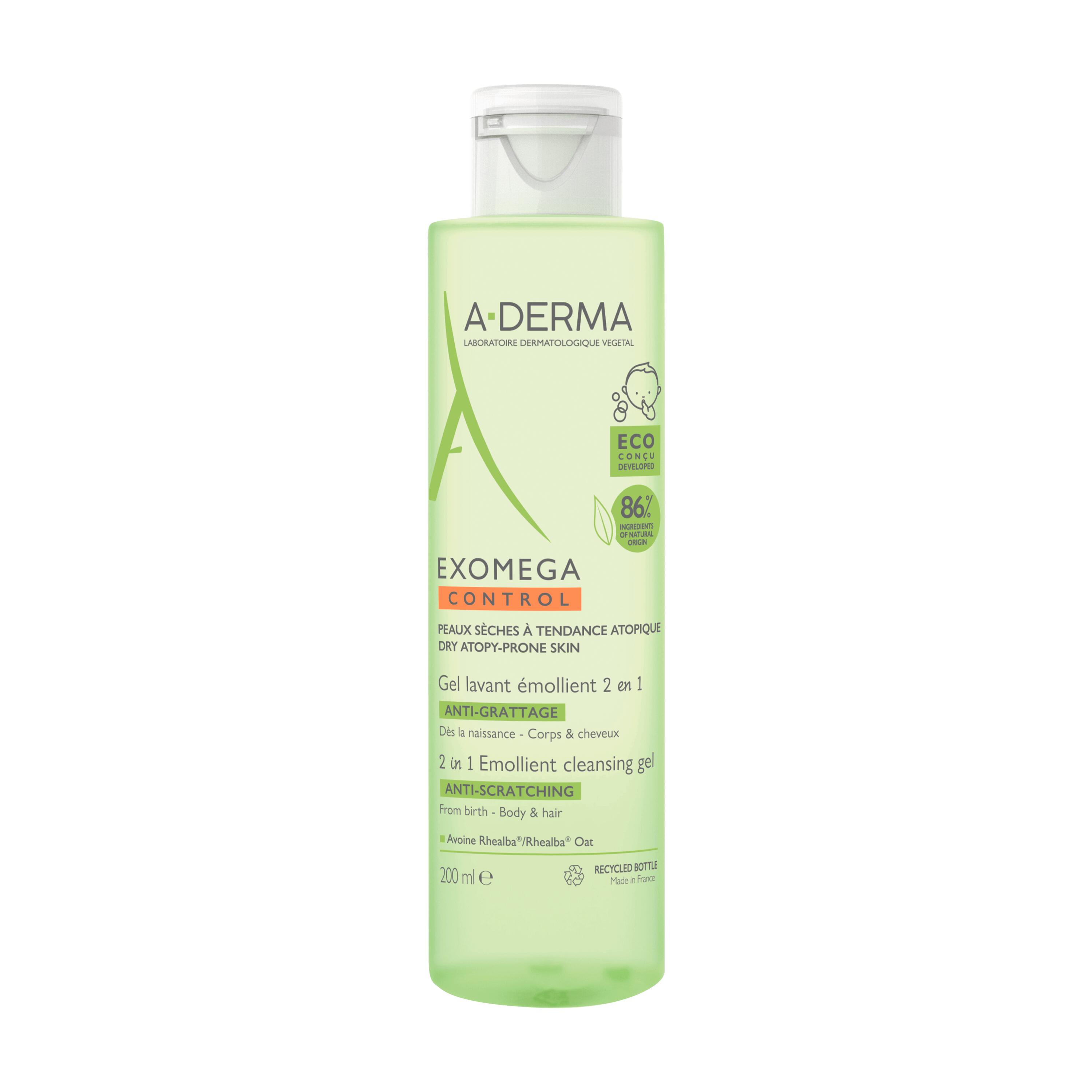 A-derma Exomega Control Gel Emolliente 2 In 1 Corpo E Capelli 200ml