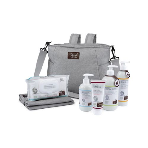 image - 980466775 - Cofanetto Borsa Fasciatoio Fiocchi di Riso con detergenti e crema per la cura della pelle del neonato, ideale per il cambio pannolino fuori casa. - 4706806_1.jpg