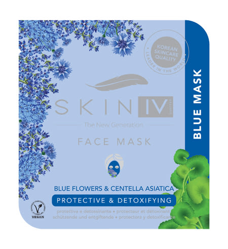 981592482 - SKIN IV BLUE MASK MASCHERA COREANA MONOUSO FIORI BLU CENTELLA ASIATICA PROTETTIVA E DETOSSINANTE 25 ML - 4745797_1.jpg